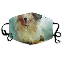 Face Mask Collie Dog with Witch Hat Trendy Cycling Half Face Earloop Dust Mask for Girls
