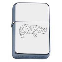 Rhino Art Flip Top Dual Torch Em1 Smoking Cigarette Silver Refillable Dual Flame