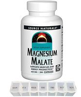 Source Naturals Magnesium Malate 625 Milligrams for Muscle Support and Energy Production Dietary Supplement - 200 Capsules (with Daily Pill Organizer)