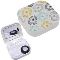 Portable Contact Lens Case Box Travel Kit Mirror + Bottle + Tweezers Container Holder [ Flowers On ]