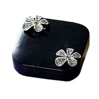 Stylish Contact Lens Case Square Lenses Holder Box Travel Kit Case Flower Black