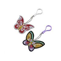 Putars 5D Butterfly DIY Point Drill Keychain Full Drill Diamond Painting DIY Painting Full Diamond Drill Need Crystal Keyring Keychain Pendant 2 Pieces / 3 Pieces 6x8cm