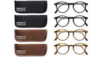 Readers.com Fully Magnified Reading Glasses: The Port - 4 Pairs, Classic Round Reader for Women and Men - Black/Tortoise, 2.25