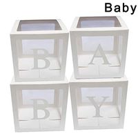 Alexsix 4Pcs/Set Baby Shower Party Decor Balloon Box, Baby Shower Boxes Party Decorations, Transparent Cardboard Box Xmas Gift Birthday Party Gender Reveal Backdrop