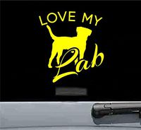 Love my lab Vinyl Decal Sticker labrador retriever dog rescue pet love (YELLOW)