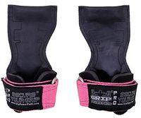 Lifting Grips PRO Weight Gloves Best Heavy Duty Straps Alternative to Power Hooks Deadlifts Adjustable Neoprene Padded Wrist Wrap (PkStRb, Medium 6.50"-7.50" Standard Wrist Size)