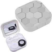Portable Contact Lens Case Box Travel Kit Mirror + Bottle + Tweezers Container Holder [ Voluminous White Gray ]