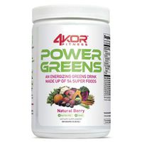 4KOR Fitness Power Greens: an Energizing Greens Drink Made up of 54 Superfoods, 15 Servings of Fruits & Veggies per Scoop, 30 Servings (1 Bottle & 3 Bands)