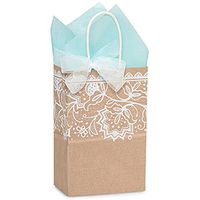 NW Lace Borders Paper Shopping Bags - Rose Size - 5 1/2 x 3 1/4 x 8 3/8in. - 50 Pack