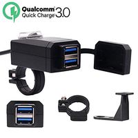 Motorcycle USB Charger Adapter Quick Charger, elecfan Dual USB 12V/2A Output Motorbike Waterproof Phone Charger with Power Switch Universal Fuse Power Supply Smart Charging Port Socket