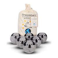 Friendsheep Wool Dryer Balls, Organic Premium Reusable Cruelty-Free Handmade Fair Trade No Lint Fabric Softener, Extra Large, 6 Pack, Grey Koala - Koala Crew