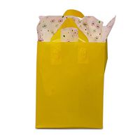 Yellow Frosted Plastic Bags with Handles | Quantity: 250 | Width: 8" Gusset - 5"