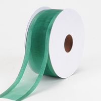BBCrafts Hunter Green Organza Ribbon Two Striped Satin Edge 1-1/2 inch 100 Yards