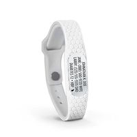 MyID Hive Medical ID - Free Custom Engraving & Free Medical Profile - Store Unlimited Medical Info - Comfortable Silicone - Fits Kids & Adults - Custom Silver Pod (White S/M)