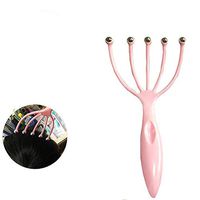 JTK Protable Hand Held SPA Scalp Massager for Stress Relax,Gentle Massage Comb Massager,Comfortable Handheld Claw Scalp Massager with Steel Ball，Head Massager 1PC (Pink)