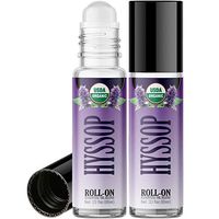 Organic Hyssop Roll On Essential Oil Rollerball (2 Pack - USDA Certified Organic) Pre-diluted with Glass Roller Ball for Aromatherapy, Kids, Children, Adults Topical Skin Application - 10ml Bottle