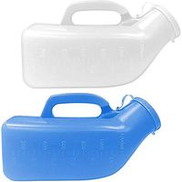 Urinals for Men(2 Pack) - 34oz/1200mL Thick Plastic Mens Bedpan Bottle-on Lid - Spill Proof Urinary Chamber - Male Portable Pee Bottles - Travel Urine Collection Containers