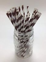 Aardvark Chocolate Brown Striped Paper Drinking Straws (Qty of 100 - Made in USA)