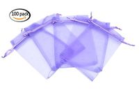Set of 100 5x7 Inches Sheer Organza Drawstring Pouches for Festival Wedding Party Favor Candy Wrap Bags by JSSHI(Light Purple)