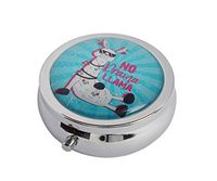Halulu Llama Custom Fashion Round Glass Pill Case 2.1 Inch Tablet Holder Storage Bag Wallet