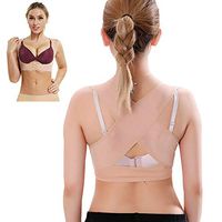 Hbwz Back Support Vest Top Bra Posture Corrector for Women Push Up Chest Breast Hunchback Relief Humpback Correction Belt Band,Flesh,XXL