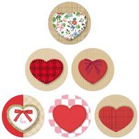 Kraft Heart Envelope Seals - Set of 24 (6 Designs) Sticker Seals on 8-1/2" x 11" Sheet