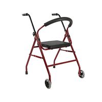 Jonigo Elderly Walker with Seat Wheeled Old Man Four-Legged Cane Stool Auxiliary Walker Hand Push Foldable