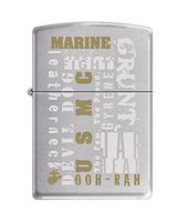 Zippo USMC Words Brushed Chrome Pocket Lighter