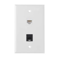 Ethernet Phone Wall Plate, 1 Port Cat 6 RJ45 Keystone and 1 Port Phone RJ11/RJ12 Cat 3 Keystone Wall Plate (2 x Screws Included)