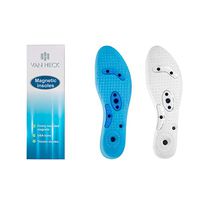 Van Heck Magnetic Insoles for Men - 1 Pair Blue, 1 Pair Clear Acupressure Shoe Insole Inserts for Foot Massage - Resizable Shoe Insoles and Orthotics for Work Boots, Flat Feet, Arch Support