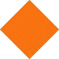 600 Tangerine Orange (12 Pks of 50) 2 Ply 10" X 10" Plain Solid Color Beverage Cocktail Napkins