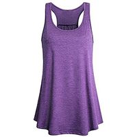 Amlaiworld Women Cotton Shirt Summer Camisole Sleeveless Sport Yoga Solid Flowy Racerback Tank Blouse Top Vest Purple