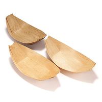 BambooMN 7.3" x 3.7" Premium Bamboo Leaf Boat, All Natural and Disposable Compstable for Catering and Home Use, 300 Pieces