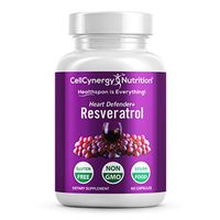 Pure Resveratrol Capsules Supplement – Non-GMO, Gluten Free, Vegan - Antioxidant, Heart Health, Blood Pressure, Anti-Aging, Focus, Inflammation, Immunity, Eyesight – CellCynergy 60 Veggie Capsules