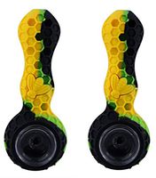 2 Pcs Unbreakable Honey Silicone Straw Pipe with Cleaner Cover and Decorative Bowl Interior