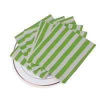Disposable Green Striped Napkins - 100 Count Birthday Party Paper Napkins 13x13inch