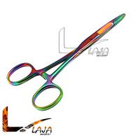 LAJA IMPORTS MULTI TITANIUM RAINBOW COLOR HEMOSTAT WITH SCISSORS 5.5" STAINLESS STEEL