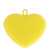 Silicone Washing Brush, InKach Heart Shape Silicone Dishwashing Sponges Wash Bowl Brush Soft Environmental Silicone Dish Brush (Yellow)