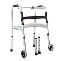 ZHPRZD Disabled Walker Walker Elderly Disabled Four-Legged Light Folding Wheeled Walker + Seat Board Rehabilitation Training