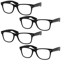 4 Pairs Deluxe Reading Glasses - Standard Fit One Size - Spring Hinge Readers - Comfortable Stylish Classic Design Readers with Rx Magnification (4 Pack Black, 1.50 x)