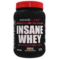 Insane Labz Insane Whey,100% Muscle Building Whey Protein, Natural Flavors,Pre or Post Workout, BCAA Amino Profile, Mass Gainer, Meal Replacement,Kosher Halal Approved,2 lbs, Vanilla