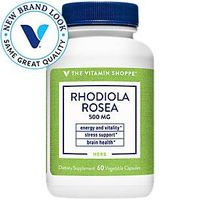 The Vitamin Shoppe Rhodiola Rosea 500MG, 5 Rosavins, Supports Energy, Focus and Vitality, Supports Healthy Stress Management (60 Capsules)