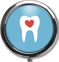 Healthy Teeth Design New Silver Round Pill Box Decorative Metal Medicine Vitamin Organizer Unique Gift