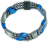 Tri Power BLU 3 Strand 100% Black Magnetic Hematite Bracelet with Powerful Rare Earth Magnetic Clasp (8.75")