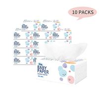 4-Ply Facial Tissues, Baby Paper Towels Flushable Handkerchief Paper Towels Disposable Hand Towels Absorbency Soft Skin-Friendly 300 Sheets/Pack(Case of 10 Packs)