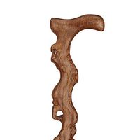 Crutches Wood Cane - 35" Natural Wood Walking Stick - Handcrafted Wooden Offset Cane for Men or Women