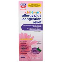 Rite Aid Pharmacy Children’s Allergy Plus Congestion Relief, Grape, Ages 6 and Older - 4 fl oz
