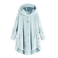Women's Button Coat, Hypothesis_X Casual Lapel Faux Shearling Zipper Warm Winter Oversized Outwear Jackets Sky Blue