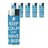 Butane Refillable Electronic Lighter Set of 5 Pieces Keep Calm and Have a Beer Design-006