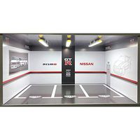 Acrylic Collectibles Countertop Display 3 Parking Spaces Nissan GTR Scene Theme LED Lamp Plate with USB Connection for 1/18 Diecast Model Car (White)